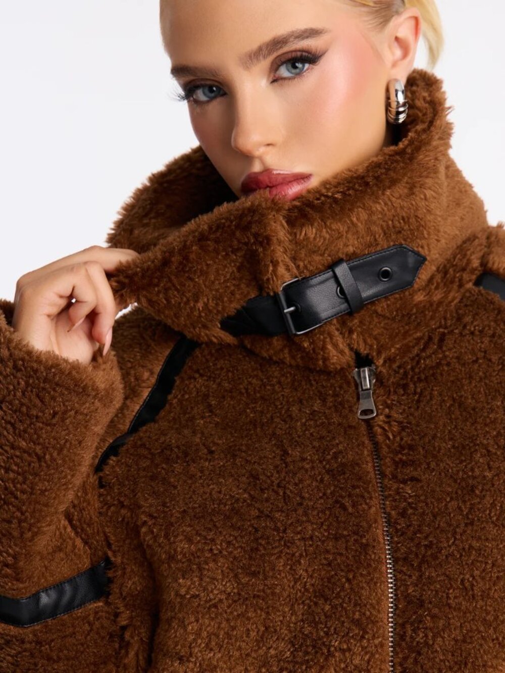 NWT Cameron Faux Fur Faux Leather Jacket - Brown